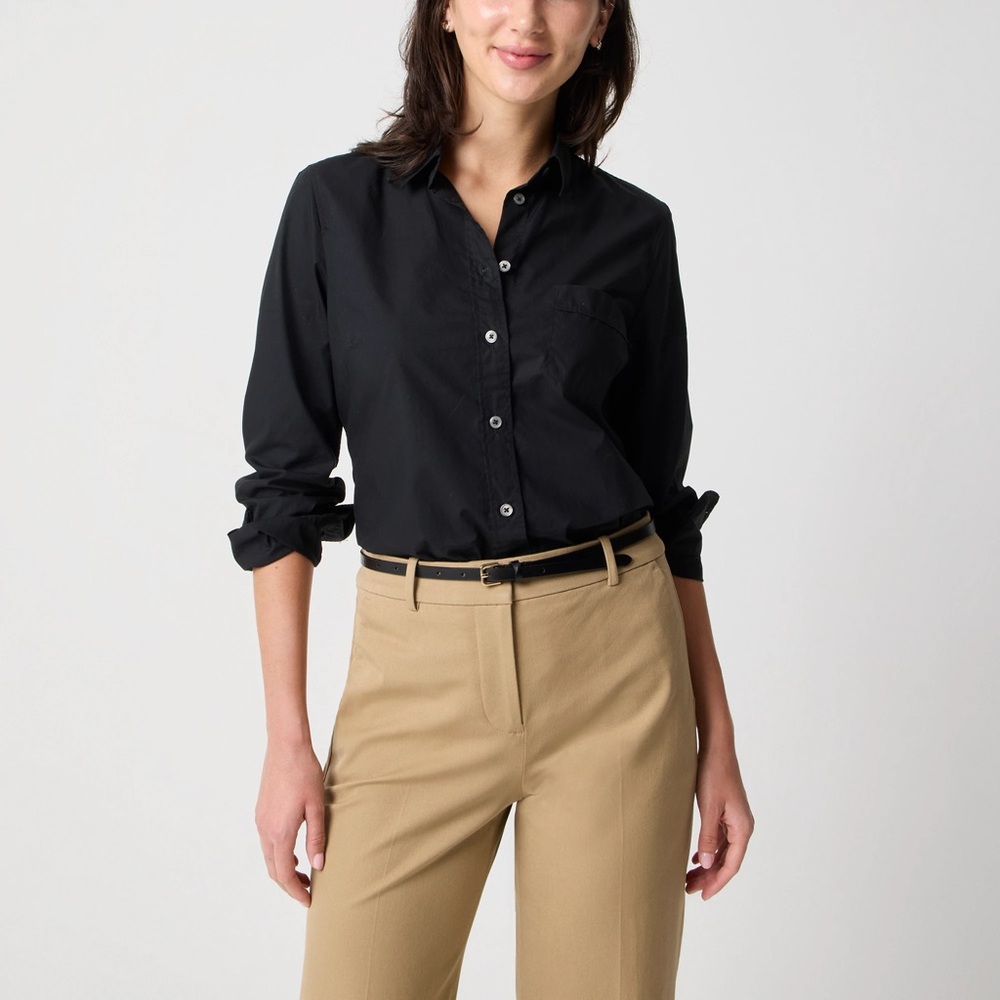 NWT! J Crew Factory - Signature Fit Button-Up Cotton Poplin Shirt - Black - XL